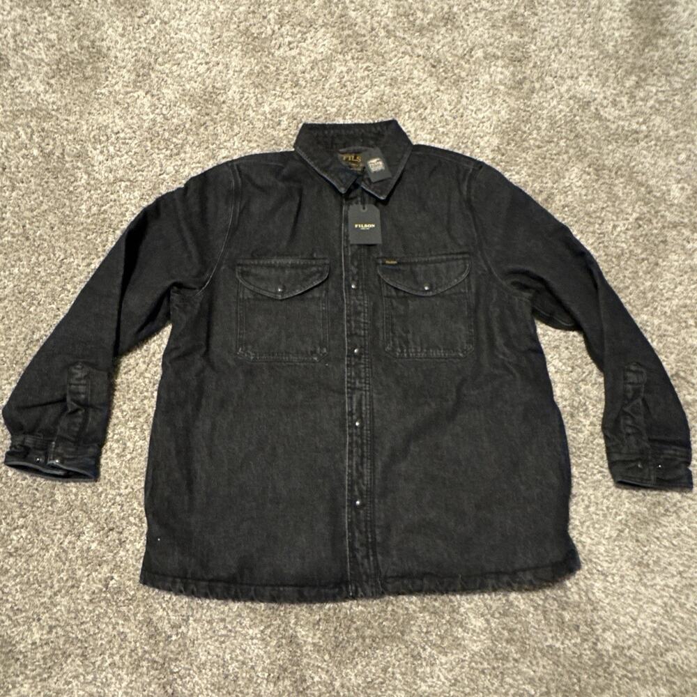 New Filson Denim Jac Shirt Lined Warm- Black Mens Sz XL RARE